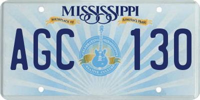 MS license plate AGC130