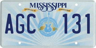 MS license plate AGC131