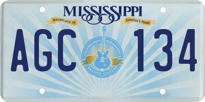 MS license plate AGC134