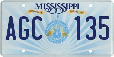 MS license plate AGC135