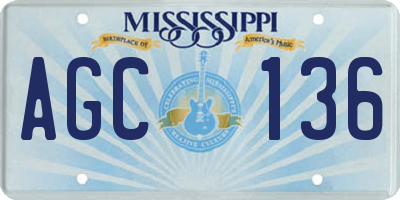MS license plate AGC136
