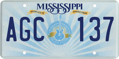 MS license plate AGC137