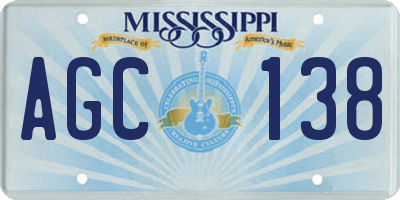 MS license plate AGC138