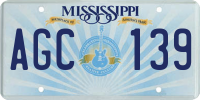 MS license plate AGC139