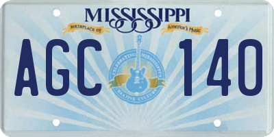 MS license plate AGC140