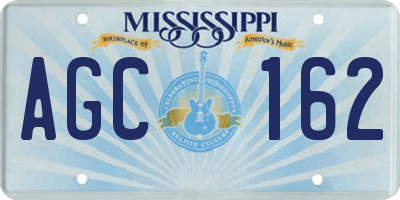 MS license plate AGC162