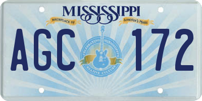 MS license plate AGC172
