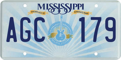 MS license plate AGC179