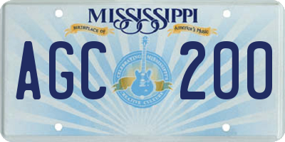 MS license plate AGC200