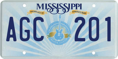 MS license plate AGC201