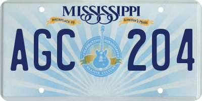 MS license plate AGC204