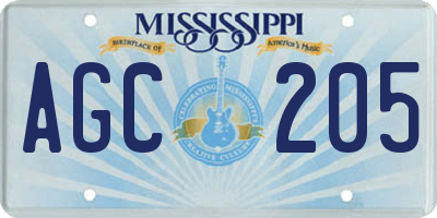 MS license plate AGC205