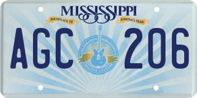 MS license plate AGC206