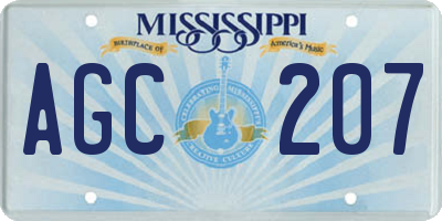 MS license plate AGC207