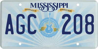 MS license plate AGC208