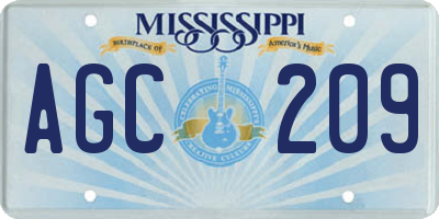 MS license plate AGC209