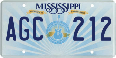 MS license plate AGC212