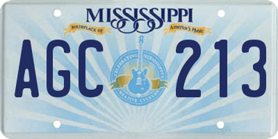 MS license plate AGC213