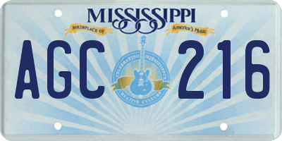 MS license plate AGC216