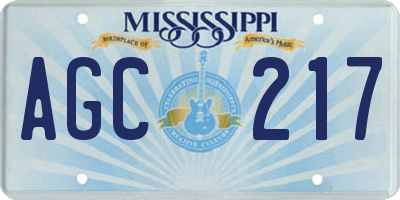 MS license plate AGC217