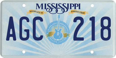 MS license plate AGC218