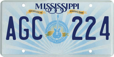 MS license plate AGC224