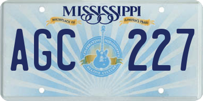 MS license plate AGC227