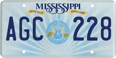 MS license plate AGC228