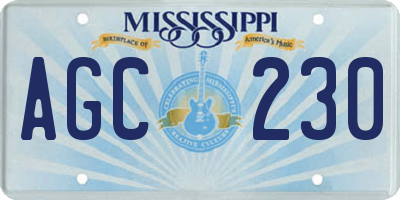 MS license plate AGC230