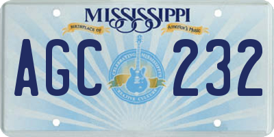 MS license plate AGC232