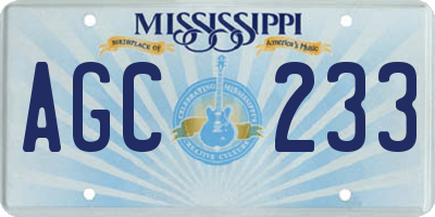 MS license plate AGC233