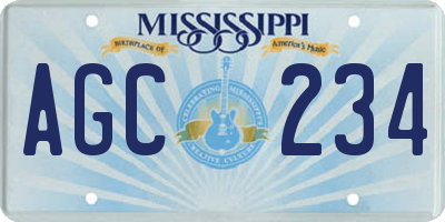 MS license plate AGC234