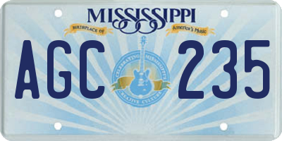 MS license plate AGC235