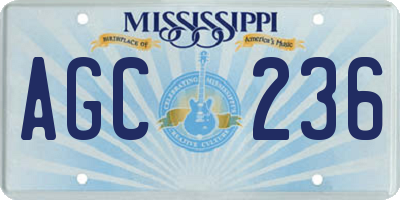 MS license plate AGC236