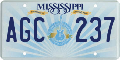 MS license plate AGC237