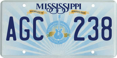 MS license plate AGC238