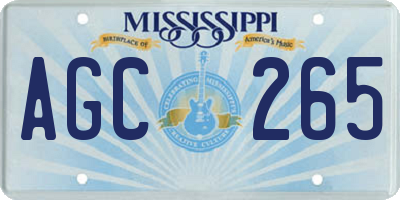 MS license plate AGC265