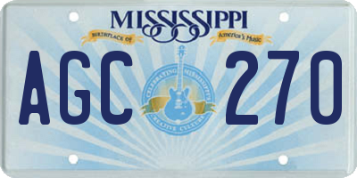 MS license plate AGC270