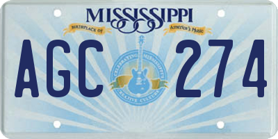 MS license plate AGC274