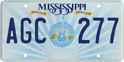MS license plate AGC277