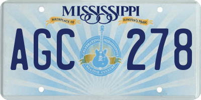 MS license plate AGC278