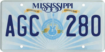 MS license plate AGC280