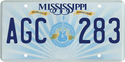 MS license plate AGC283