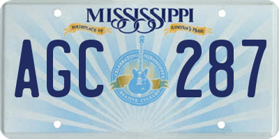 MS license plate AGC287