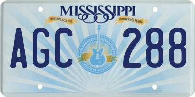 MS license plate AGC288