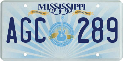 MS license plate AGC289
