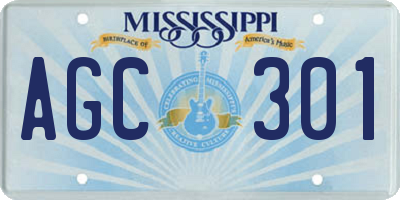 MS license plate AGC301