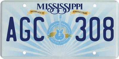 MS license plate AGC308