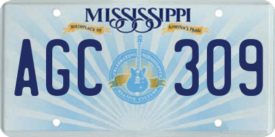 MS license plate AGC309