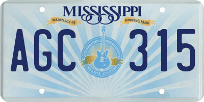 MS license plate AGC315